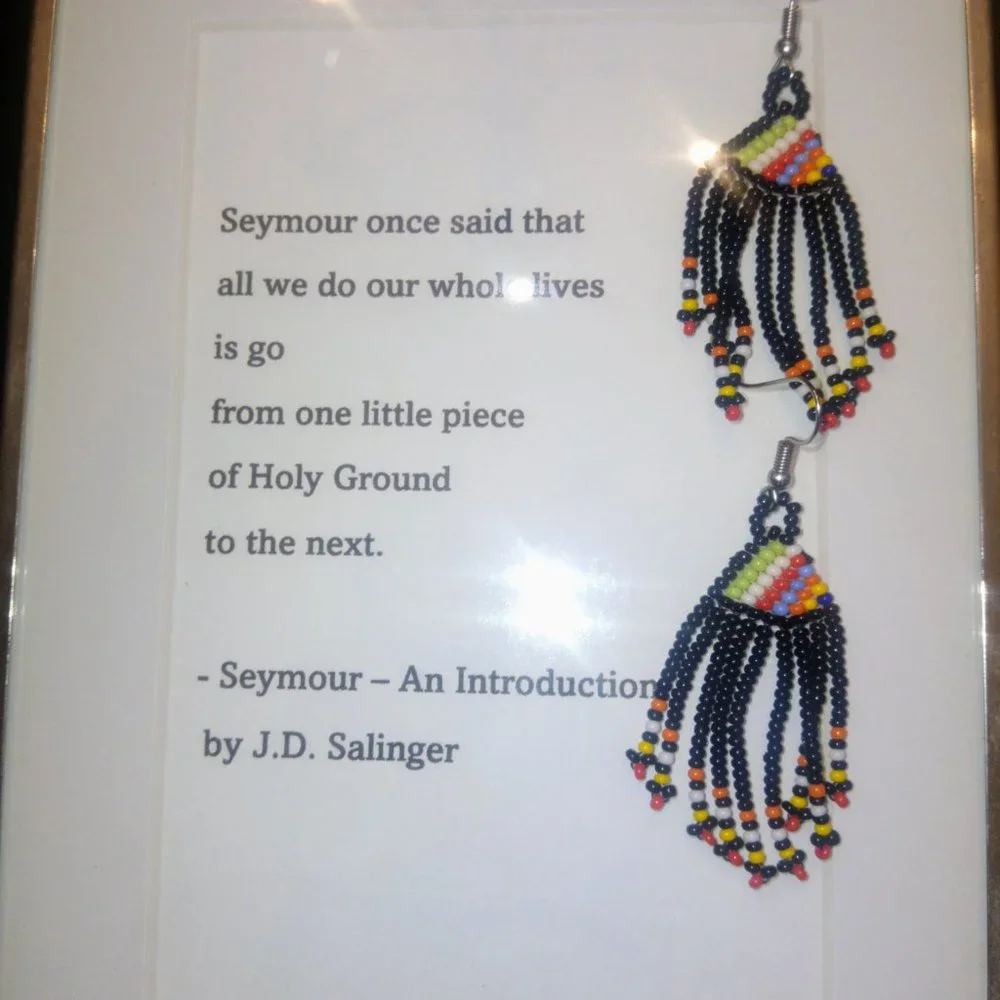 Seed Bead Dangly Black & Multicolored Statement Earrings NEW